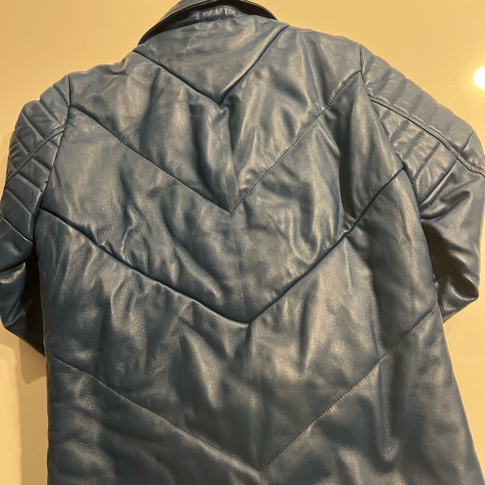 Blue Leather Performance Jacket - image 2